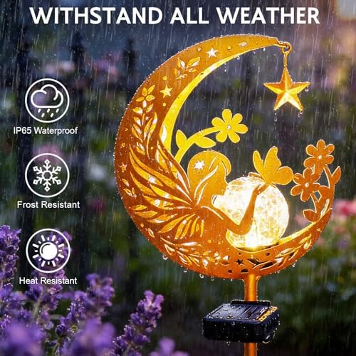Solar Garden Decor Outdoor Statue, Moon Fairy Garden Figurines for Mom Women Grandma Solar Stake Lights for Patio, Yard, Lawn, Pathway (Warm White) - Image 6