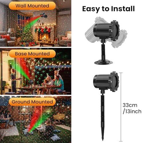 Christmas Projector Lights Outdoor, Waterproof Christmas Laser Lights Outdoor with Remote, Landscape Spotlight Red and Green Star Show, Laser Projection for Garden House Decor Holiday Xmas Decoration - Image 4
