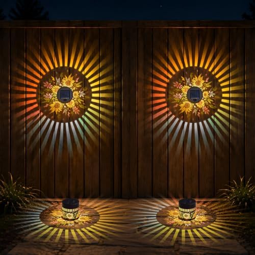 Solar Sunflower Projection Wall Light,Waterproof Fence Lamp-4Pcs by Unknown