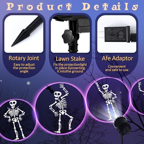 Halloween Projector Light with LED Film Slides, Dance Skeleton - Image 3