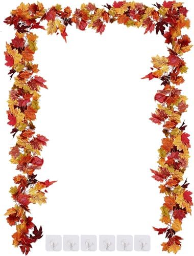 Sggvecsy 3 Pack Fall Maple Leaf Garland 5.7Ft/Piece Artificial Autumn Maple Leaves Garland Fall Leave Vines with Hanging Foliage for Home Indoor Outdoor Fireplace Wedding Thanksgiving Party Decor by Sggvecsy