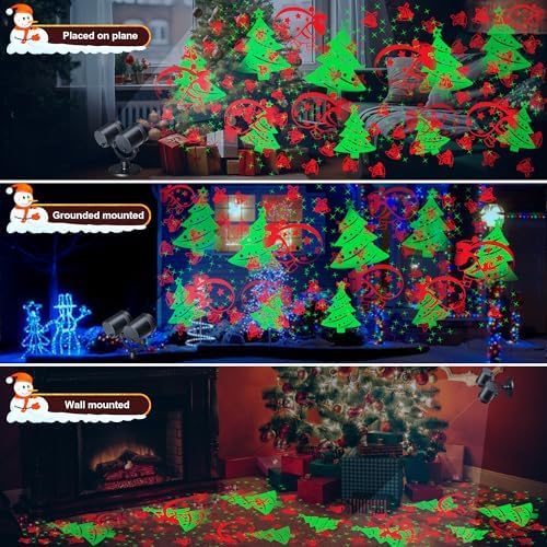 Toodour Christmas Projector Lights Outdoor, Double Head Dynamic Projector Christmas Lights with Timer - Waterproof Holiday Decorative Lighting for Yard Home Wall Window Indoor Christmas Decorations - Image 2