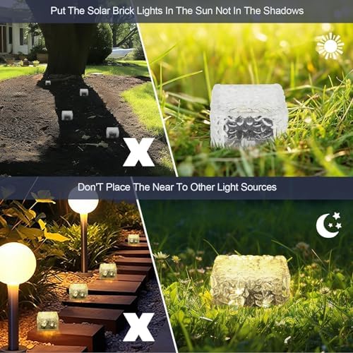 MLKNK Solar Brick Lights-Outdoor Solar Lights for Yard 3 Pack Garden Decor - Image 7