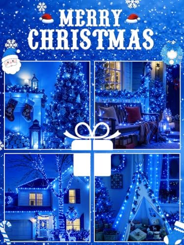 2 Pack 100 LED Fairy Lights Battery Operated with Remote Timer, 33 FT Blue - Image 3