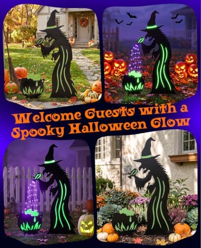 Lewondr 2 Pack Metal Witch Halloween Decorations Outdoor - Image 7
