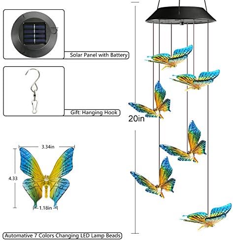 Toodour Solar Wind Chime, Color Changing Wind Chimes Butterfly Gift for Mom - Image 2