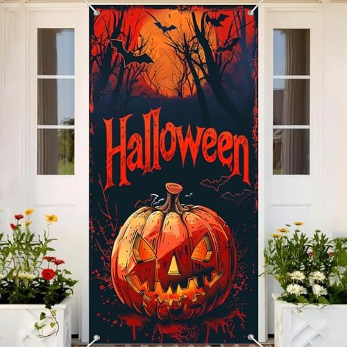 BlissYard Halloween Door Cover Jack Lantern Forest 35x71 Inch Polyester - Image 5