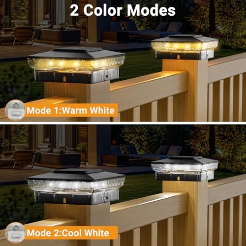 btfarm Solar Post Cap Lights, 2 Colors Modes, Fit 4x4 3.5x3.5 Wooden/Vinyl - Image 2