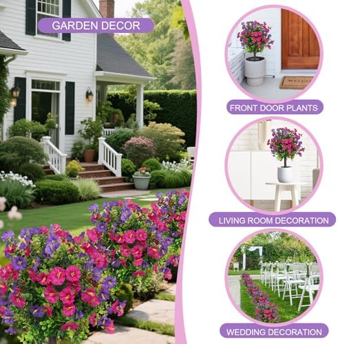 Artificial Shrubs for Outdoors 2‑Pack Blue Purple Garden Yard - Image 3