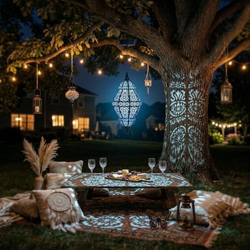 Twinkya Hanging Solar Lights Outdoor Garden Decor, Decorative Waterproof Plastic Moroccan Solar Lantern Lamp, Outside Decorations for Patio Yard Porch Backyard Decor, Gardening Gifts for Women Mom - Image 4