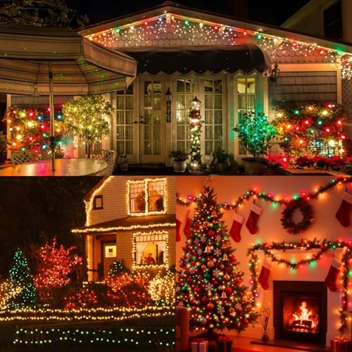 LAMPHOME 66FT 200 LED Christmas String Lights, Red Green & Warm White Fairy Lights, 16 Lighting Modes Plug in Waterproof Mini Lights, Indoor Outdoor Xmas Tree Garden Patio Wedding Party Bedroom Decor - Image 5