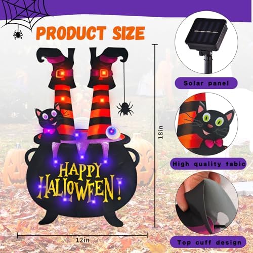 Halloween Lighted Garden Flag, Witch Feet Yard Decor, 12x18 in - Image 3