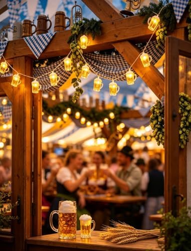 10LED Beer Mug String Lights, 8.5Ft Oktoberfest Decorations Party Lights - Image 5