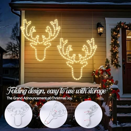 Jyoiat 32-Inch Christmas Reindeer Lights Outdoor with Timer Wall Decor - Image 4