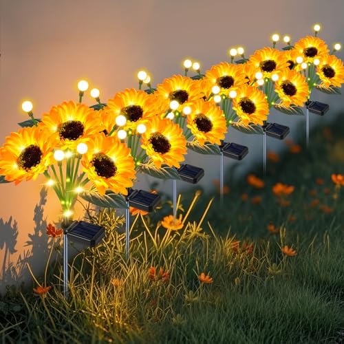 6 Pack Solar Sunflower Lights Waterproof Outdoor by TEDOF