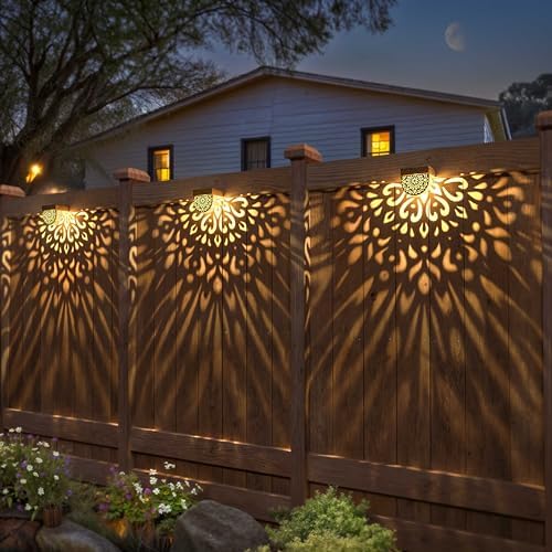 Solar Fence Lights 6 Pack Solar Step Lights Outdoor Waterproof LED Solar Powered Wall Lights Outdoor Decorations Warm Yellow Light Decorative Lighting for, Front Door, Backyard (Gold) - Image 5