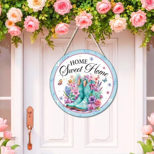 Home Sweet Home Floral Wooden Welcome Front Door Sign Wall Decor - Image 3