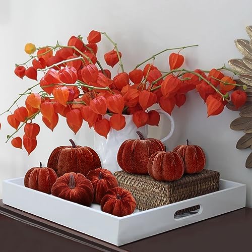 Woration 8pcs Artificial Pumpkins Decorations Velvet Fake Fabric Pumpkin - Image 3