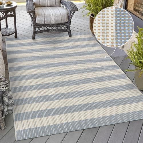 OJIA Washable Area Rug 4'x6', Striped Indoor Outdoor Rugs Patio Camping Rug - Image 6