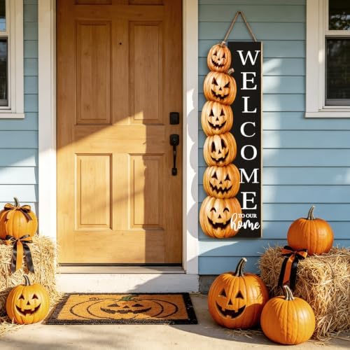 Halloween Welcome Sign for Front Door 41.5"×12.5" Spooky Pumpkin Yard Decor - Image 7