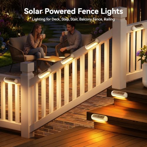 AHAORIGIN Outdoor Solar Lights for Outside, 10 Pack Bright Solar Fence Lights with Multi-Color Changing & Warm White Mode, Upgraded Solar Step Lights Outdoor Waterproof for Garden Deck Post Stair Wall - Image 7