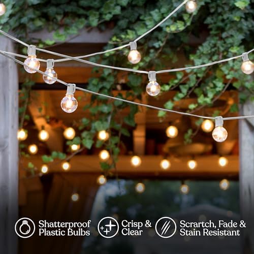 Brightech Ambience Pro LED String Lights - 26 Ft Commercial Grade Patio Lights Outdoor Waterproof - 12 Globe Porch String Lights for Outside, Backyard - 1W Vintage Edison Bulbs, Shine Bright, White - Image 6