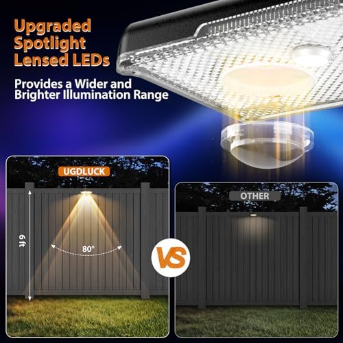 Solar Fence Lights Outdoor Waterproof 12 Pack Warm White & RGB 8 Colors Fence Lights Solar Powered with Ultra-Bright LED Lens Outdoor Solar Lights for Fence, Backyard, Railing, Patio, Wall, Step, Deck - Image 2