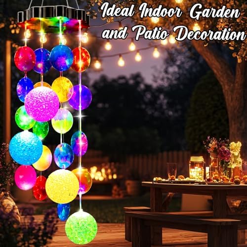 GlikCeil Solar Wind Chimes for Outside, 27.5inch Round Solar Powered Seashell Wind Chime Decorations Outside Waterproof Hanging LED for Yard, Porch, Patio, Party, Color Changing Lights - Image 6