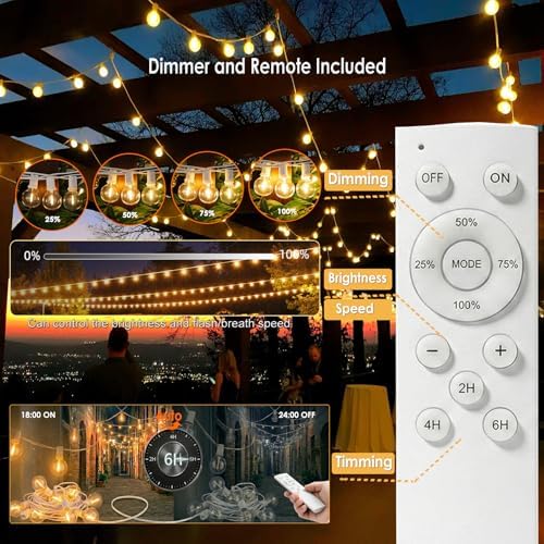 G40 Globe String Lights 50FT with 50+2 Bulbs,Remote Controlled Party lights - Image 2