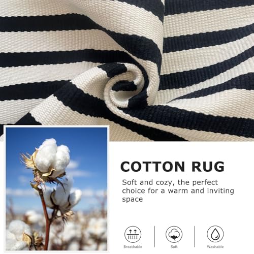 IOHOUZE 2x4.3 Striped Outdoor Door Mat, Washable Porch Rug, Black Beige - Image 6