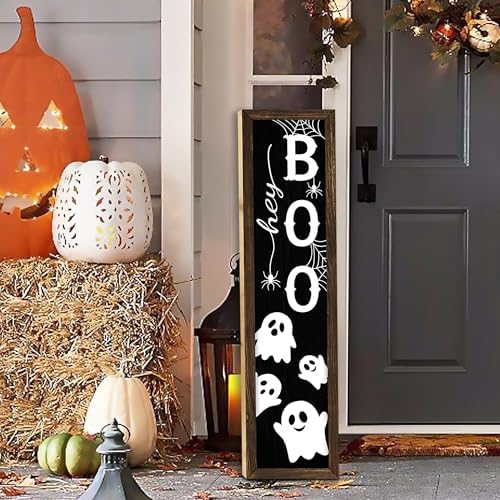 Halloween Boo Porch Sign Decor for Welcome Front Door Rustic Tall Welcome sign for Front Porch Standing Farmhouse Door Porch Decoration 31.5"H by ARTUFAN