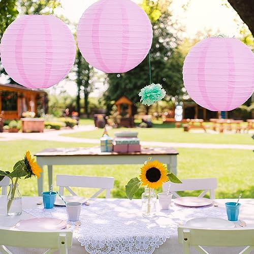 BEISHIDA 12-Inch Round Paper Lanterns Hanging Decorative Chinese Paper Lanterns Lamp for Valentine Birthday Wedding Party Decoration and Baby Bridal Shower（6 Packs） Pink - Image 6