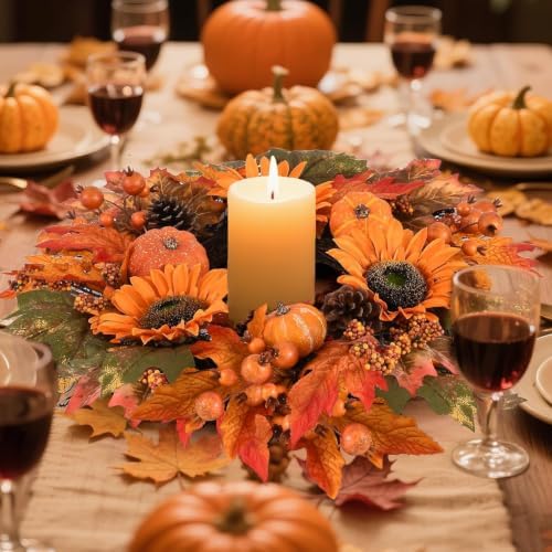 24 Inch Fall Wreaths for Front Door, Autumn Wreath with Hanger - Image 6