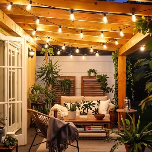 Larkvue 150FT(2x75FT) LED Outdoor String Lights, 44+3 S11 Bulbs, Black - Image 6