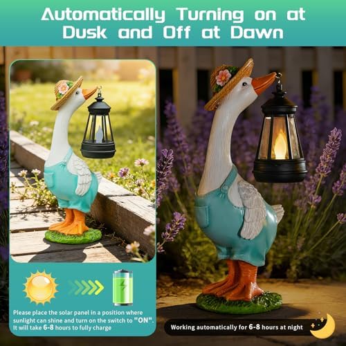 Solar Garden Outdoor Statues Goose, Goose Outdoor Lawn and Garden Statue, Lawn Decor Statue for Patio, Balcony, Yard Ornament - Gifts for Mom Grandma Women - Image 3
