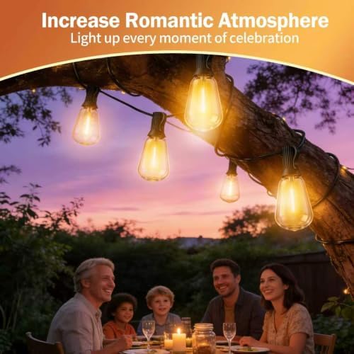 25FT Outdoor String Lights ST38, Waterproof Dimmable Edison Bulbs, 2700K - Image 7