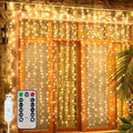 Ollny Curtain Lights 6.6x6.6ft, 200LED String Lights with Remote Warm White by Ollny