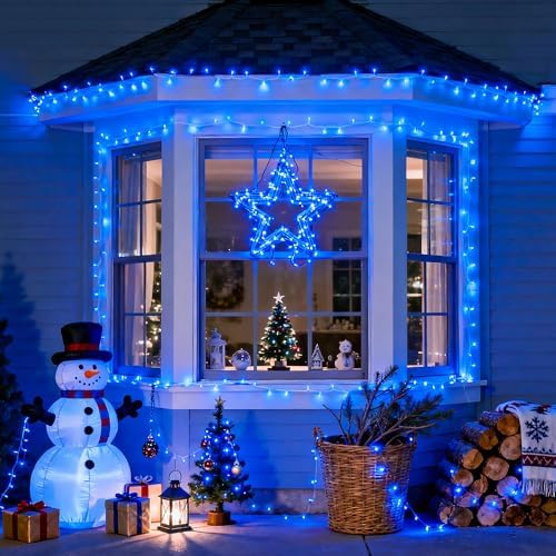JMEXSUSS Connectable 100 LED Blue Christmas Lights Clear Wire - Image 5