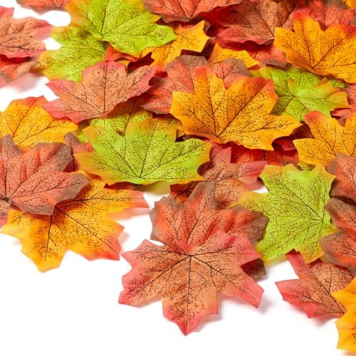 400Pc Artificial Fall Leave Silk Maple Leaf for Thanksgiving Decor by AWARDSEN