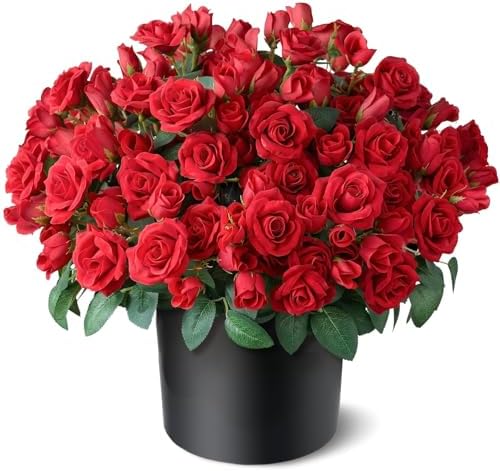2Pcs Artificial Silk Rose Flower Topiary Tree for Front Porch Decor(Red) - Image 5