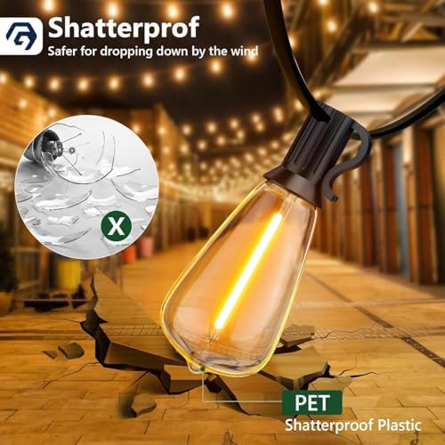 GPATIO Outdoor String Lights, 150FT ST38 Bulbs Shatterproof Patio Lights, Waterproof Dimmable Outside Hanging Light, Connectable LED Outdoor Lights for Backyard, Porch, Party, Garden, Home Decor - Image 4