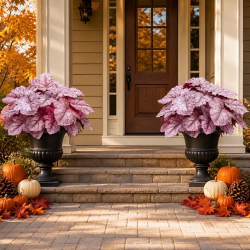 Fall Artificial Plants Faux Coral Bells Greenery for Outdoor Porch Planters - Image 2