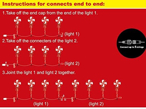 LAMPHOME 8PK 24" 192LED Lollipops Peppermint Pathway Markers with 11 Modes Christmas Lollipops Pathway Lights Decorations for Outdoor Yard(24" 192 LED 8 Pcs) - Image 5
