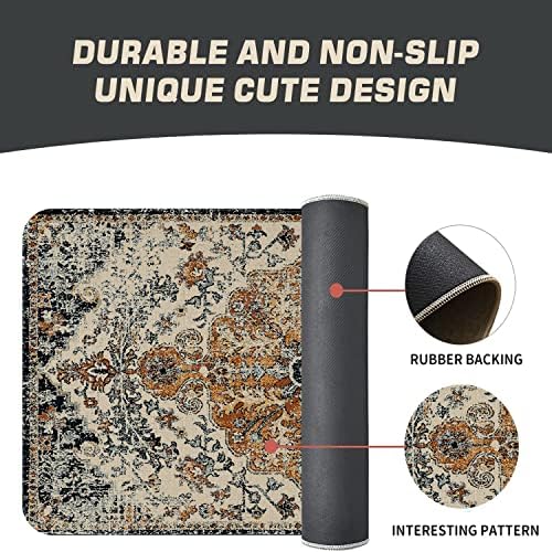 Boho Style Door Mat, Welcome Doormat for Indoor/Outdoor Entrance, Non-Slip Machine Washable Bohemia Floor Mat for Farmhouse Patio Entry & Mudroom Retro Blue Floral Rug Decor 17x30 Inch - Image 7