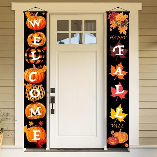 HOMETITUTE Happy Fall Porch Banner Set 12 x 71 Inch 2 Pack by HOMETITUTE