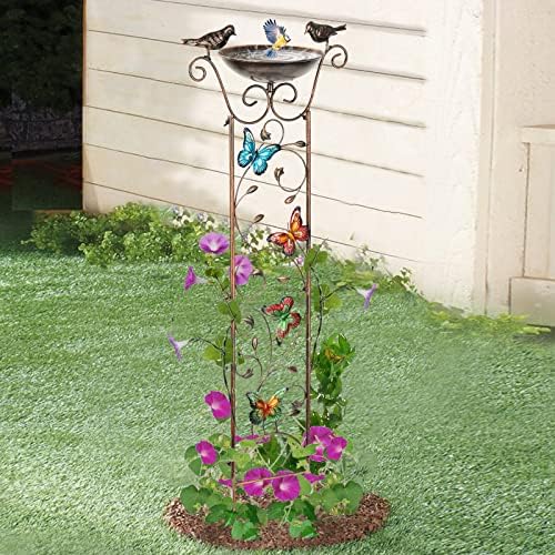 SUNNYPARK 43.5 Inch Metal Bird Bath Bowl with Garden Trellis Outdoor - Image 5