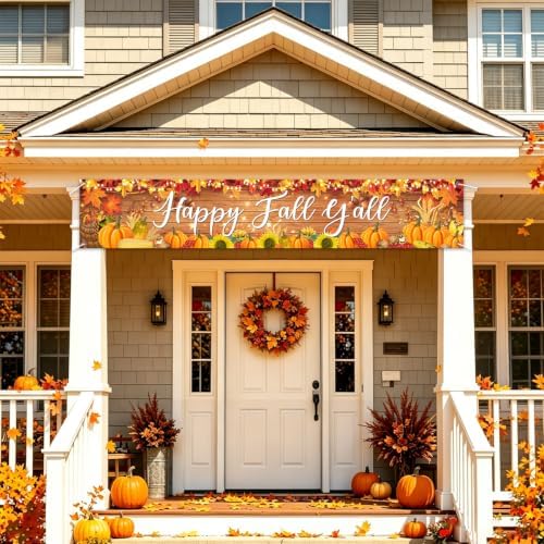 Fall Banner Happy Fall Yard Banner Rustic Pumpkins Sunflowers Outdoor Decor - Image 5