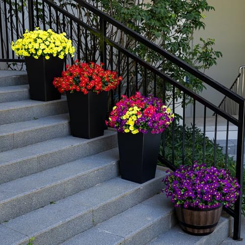 Artificial Faux Flowers for Outdoor 16 Bundles Fake Morning Glory,4Color - Image 6