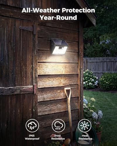 Peasur Solar Lights Outdoor Motion Sensor, 6 Pack 140 LED Solar Powered Fence Light Waterproof, 3 Modes Security Wall Lighting for Outside Yard Deck Garden - Image 3