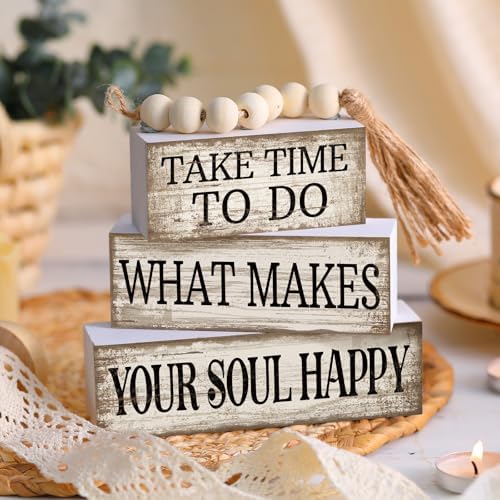 Yuntau 4 Pcs Farmhouse Tabletop Decoration Inspirational Tiered Tray Decor - Image 2